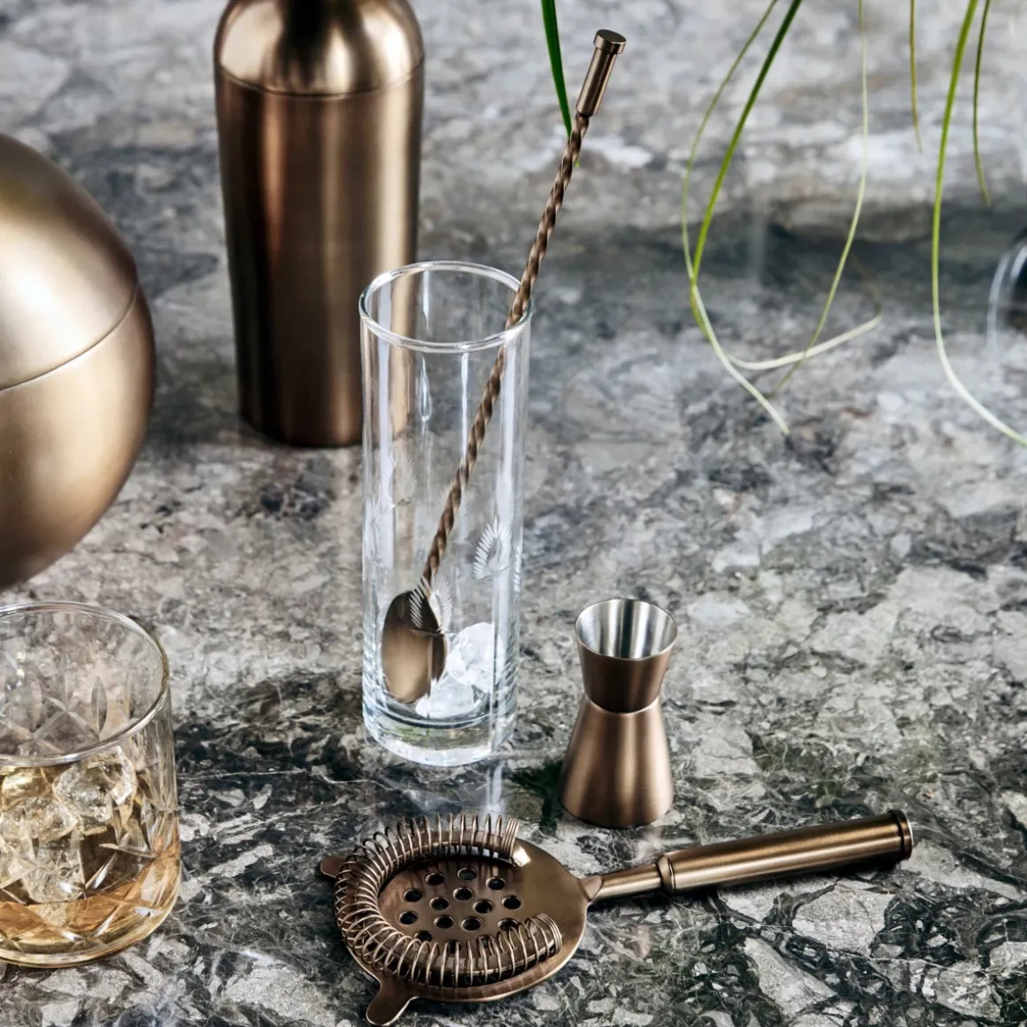 Cocktail set, HDBaar, Antikes Messing-Finish
