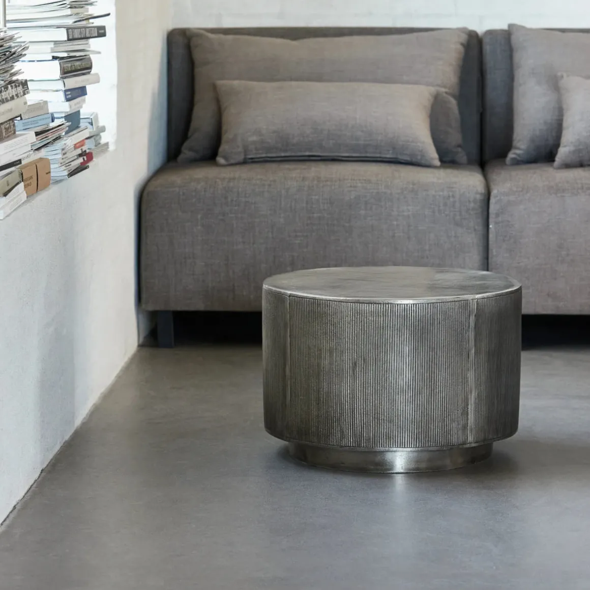 Couchtisch, Rota, Gebürstetes Silber