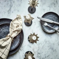 Kerzenringe, HDRing, Antikes Champagner-Silber-Finish