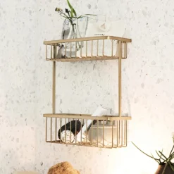 Korb, Bath, Double, Messing gebürstet