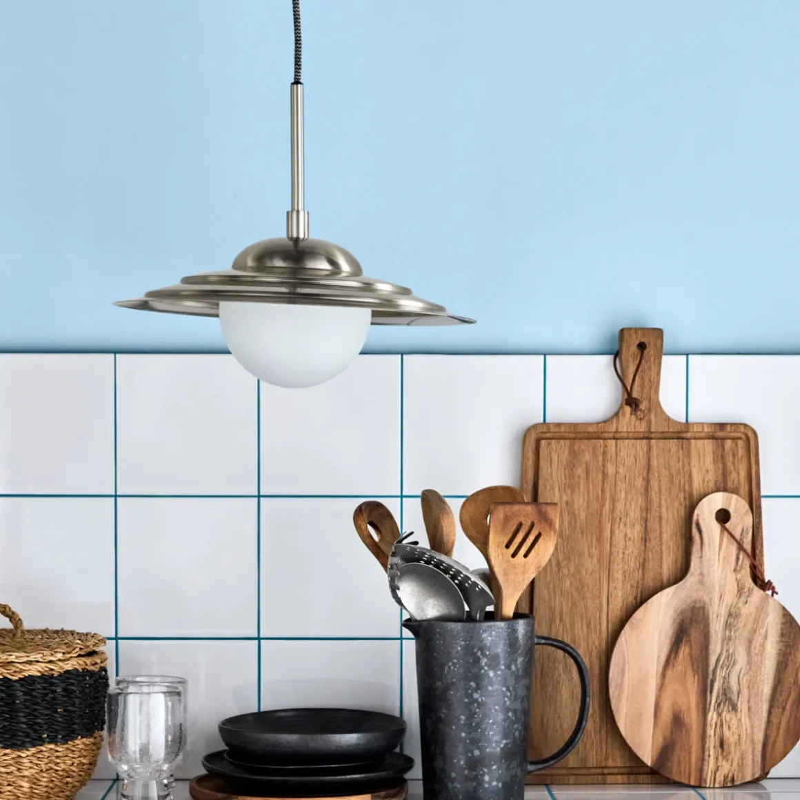 Lampe, HDCoin, Gebürstetes Silber-Finish;Mattweiß