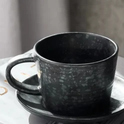 Tasse m. Untertasse, HDPion, Schwarz/Braun