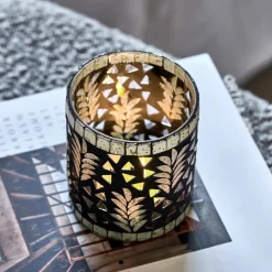 Teelichthalter, HDPalm, Schwarz