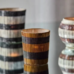 Teelichthalter, HDStripe, Braun;Schwarz