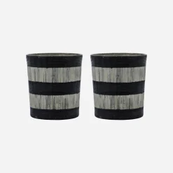 Teelichthalter, HDStripe, Schwarz;Off-White