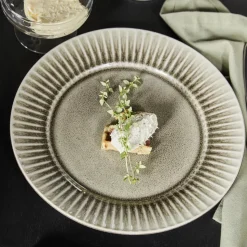 Teller, HDPleat, Grau/braun