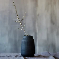 Vase, Groove, Schwarz