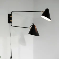 Wandleuchte, Club Double, Schwarz